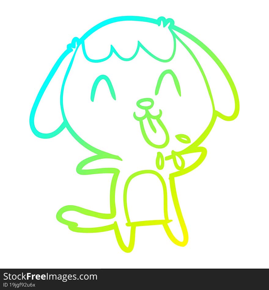 Cold Gradient Line Drawing Cute Cartoon Dog