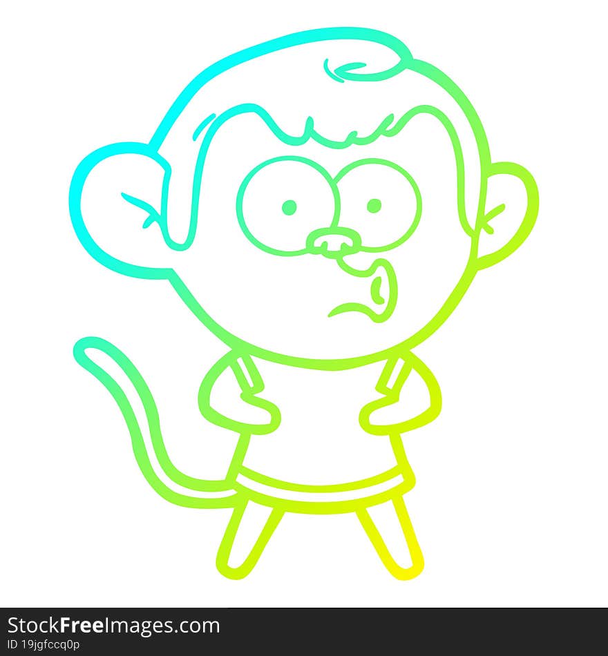 cold gradient line drawing cartoon surprised monkey