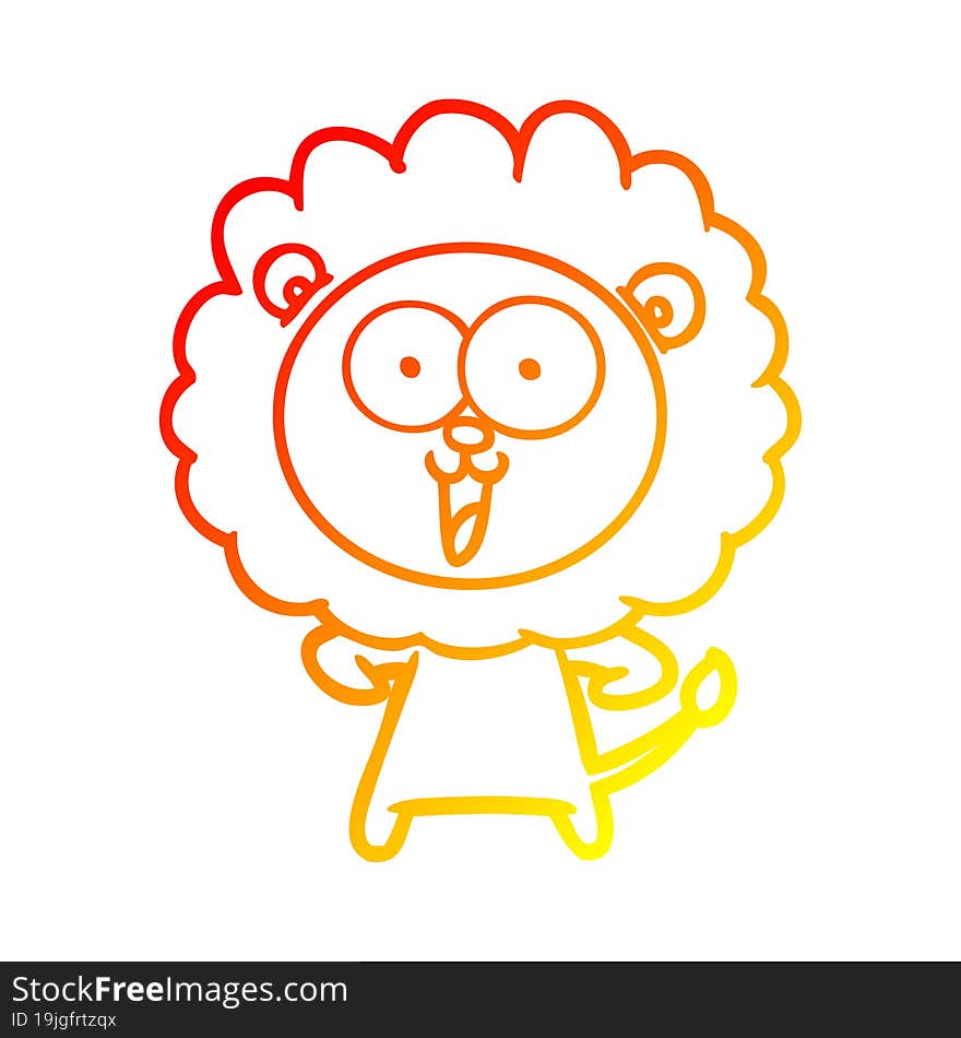 warm gradient line drawing happy cartoon lion