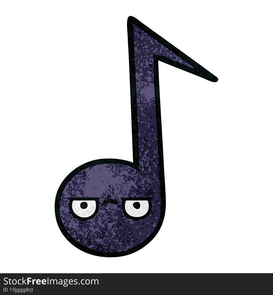 retro grunge texture cartoon musical note