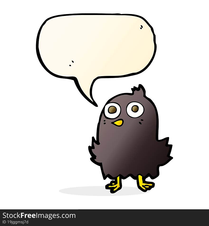 funny cartoon bird with speech bubble