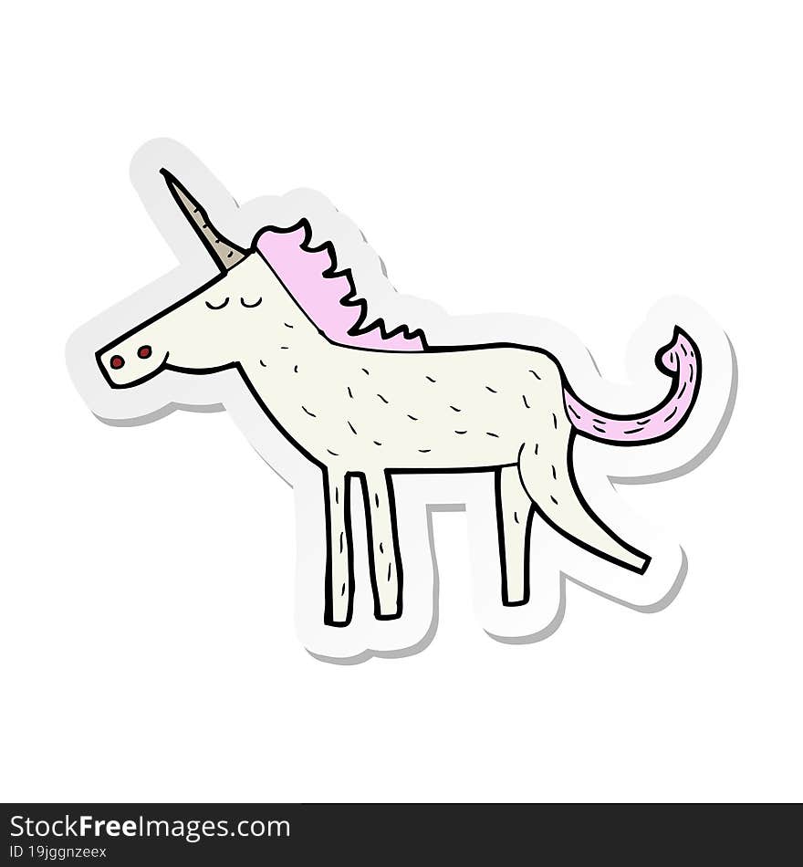 sticker of a cartoon unicorn