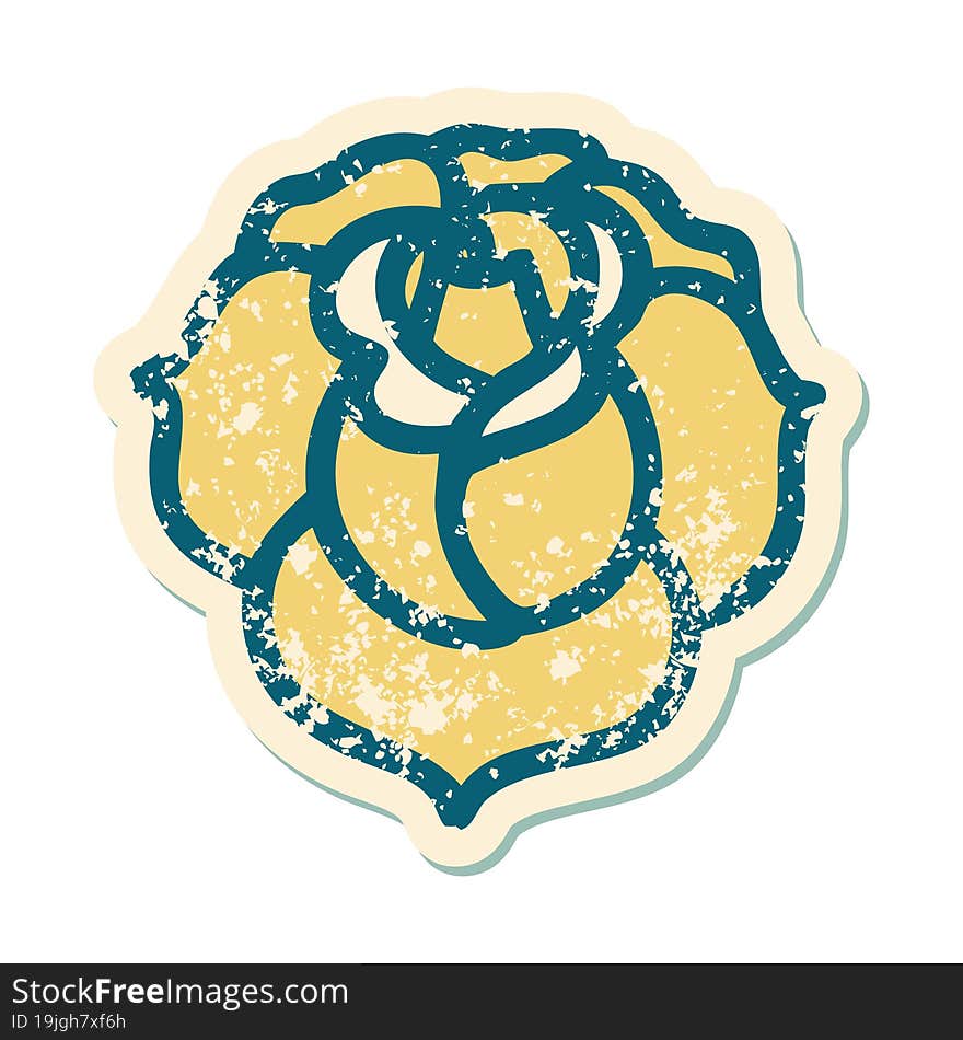 distressed sticker tattoo style icon of a flower