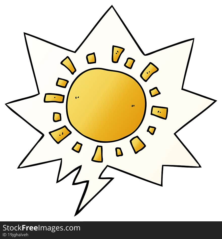 cartoon sun with speech bubble in smooth gradient style