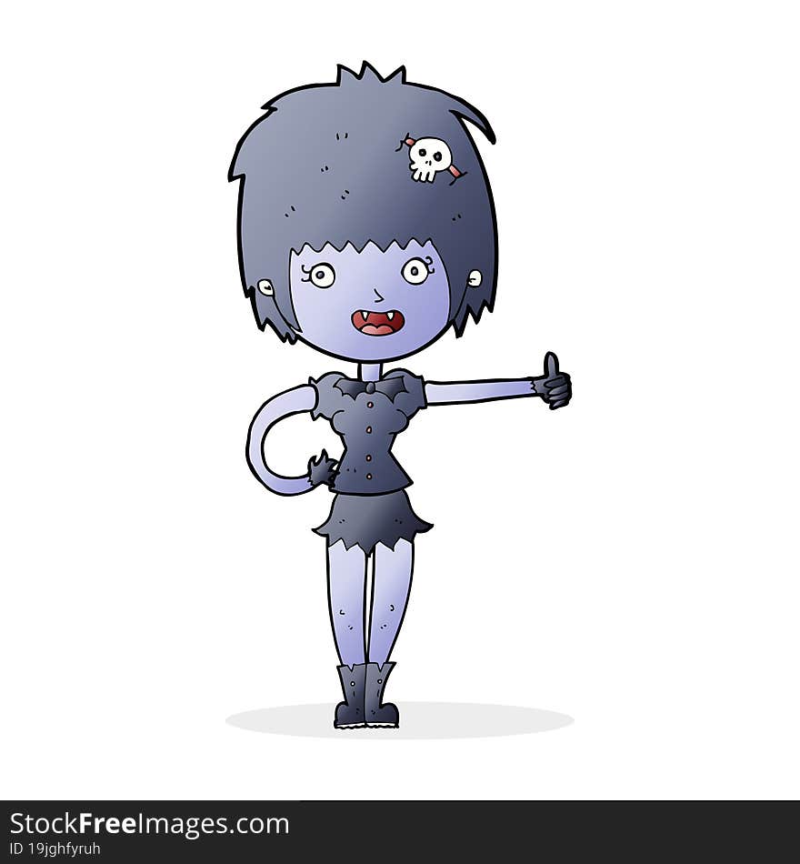 cartoon vampire girl giving thumbs up sign