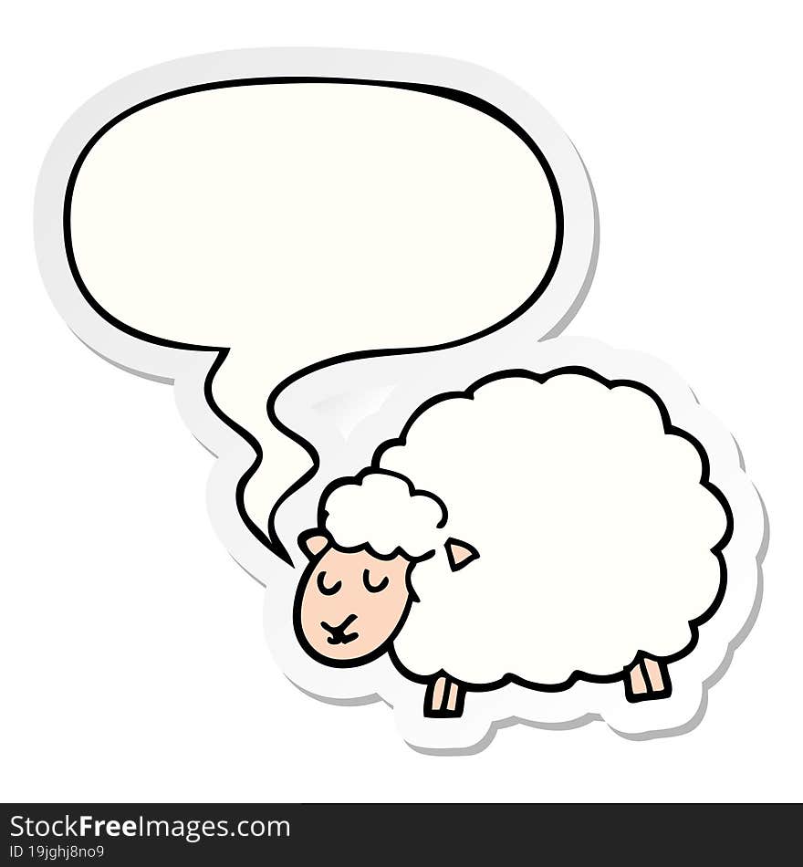 Cartoon Sheep And Speech Bubble Sticker