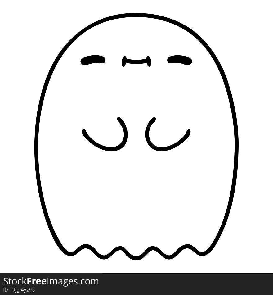 line doodle of a happy halloween ghost