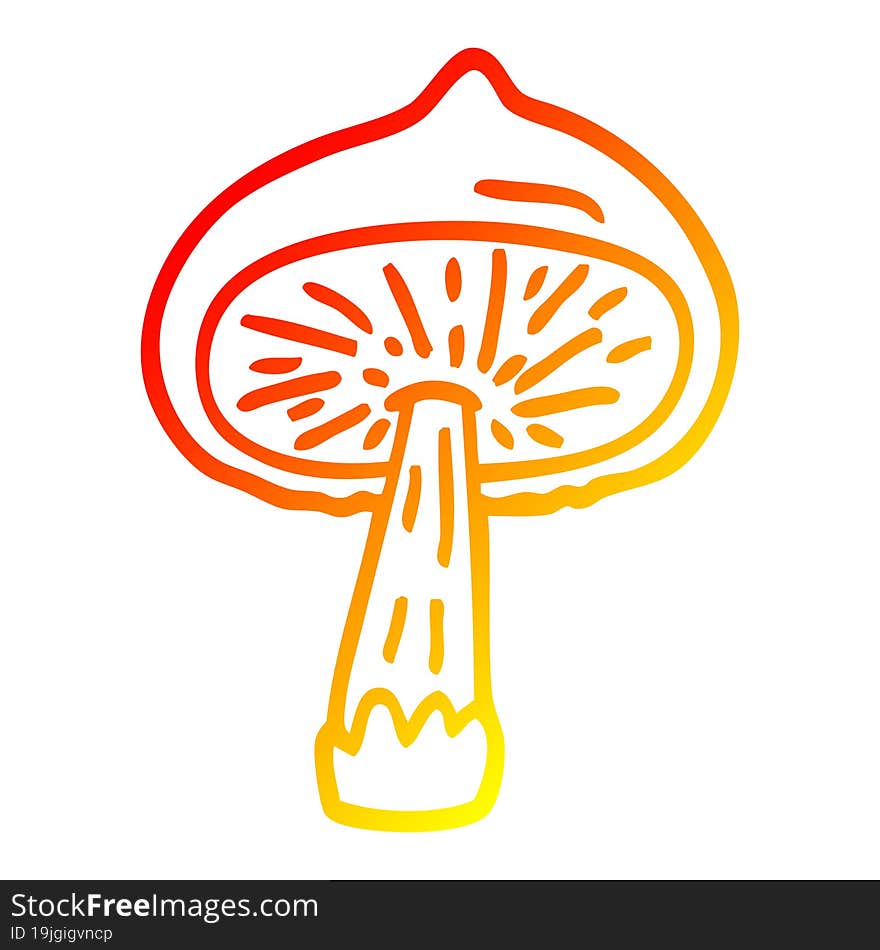 warm gradient line drawing cartoon mushroom