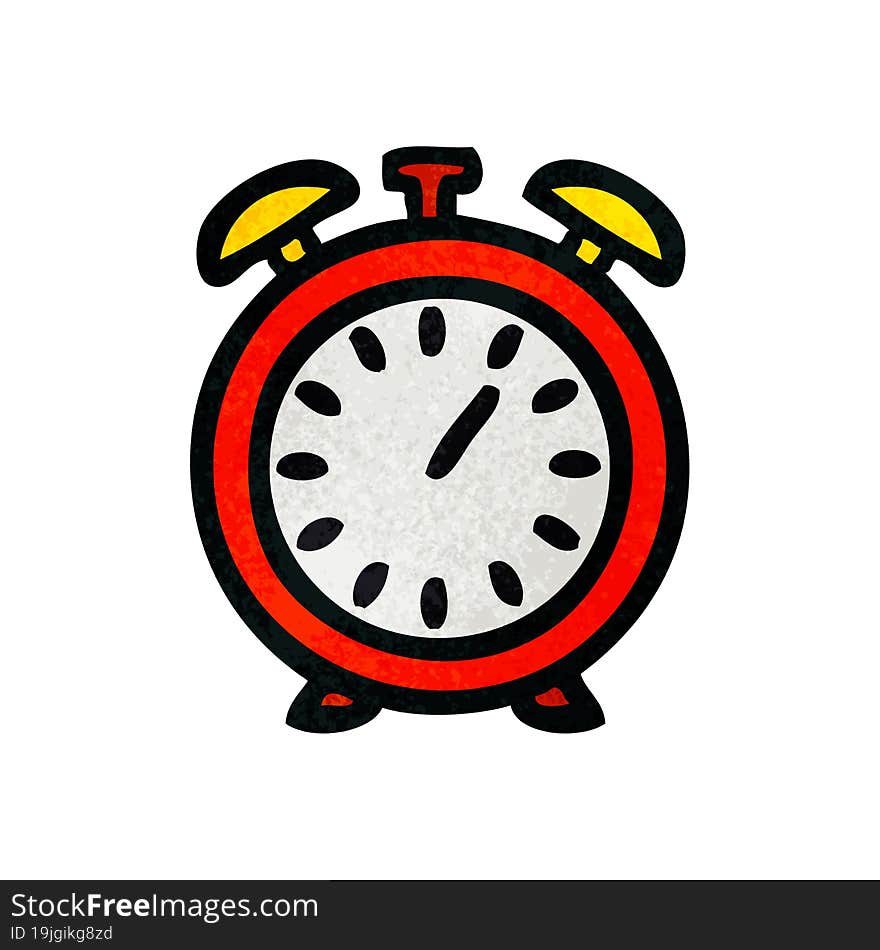 retro grunge texture cartoon alarm clock