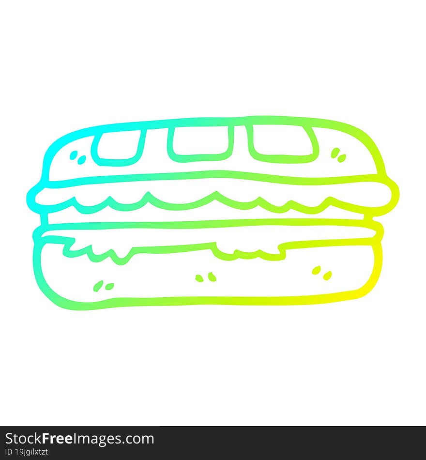 cold gradient line drawing cartoon tasty sandwich