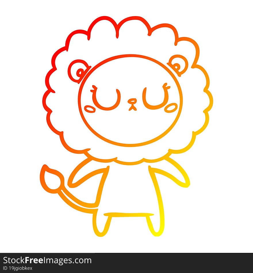 warm gradient line drawing of a cartoon lion