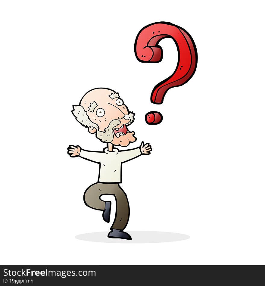 cartoon old man with question