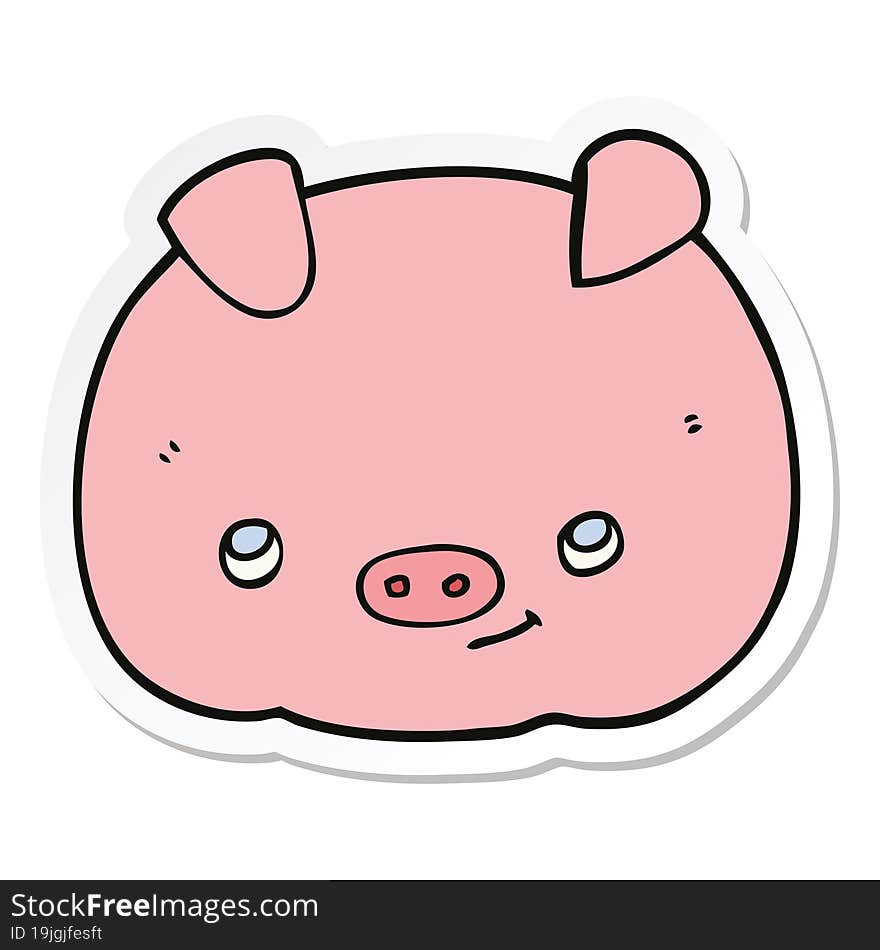 sticker of a cartoon happy pig