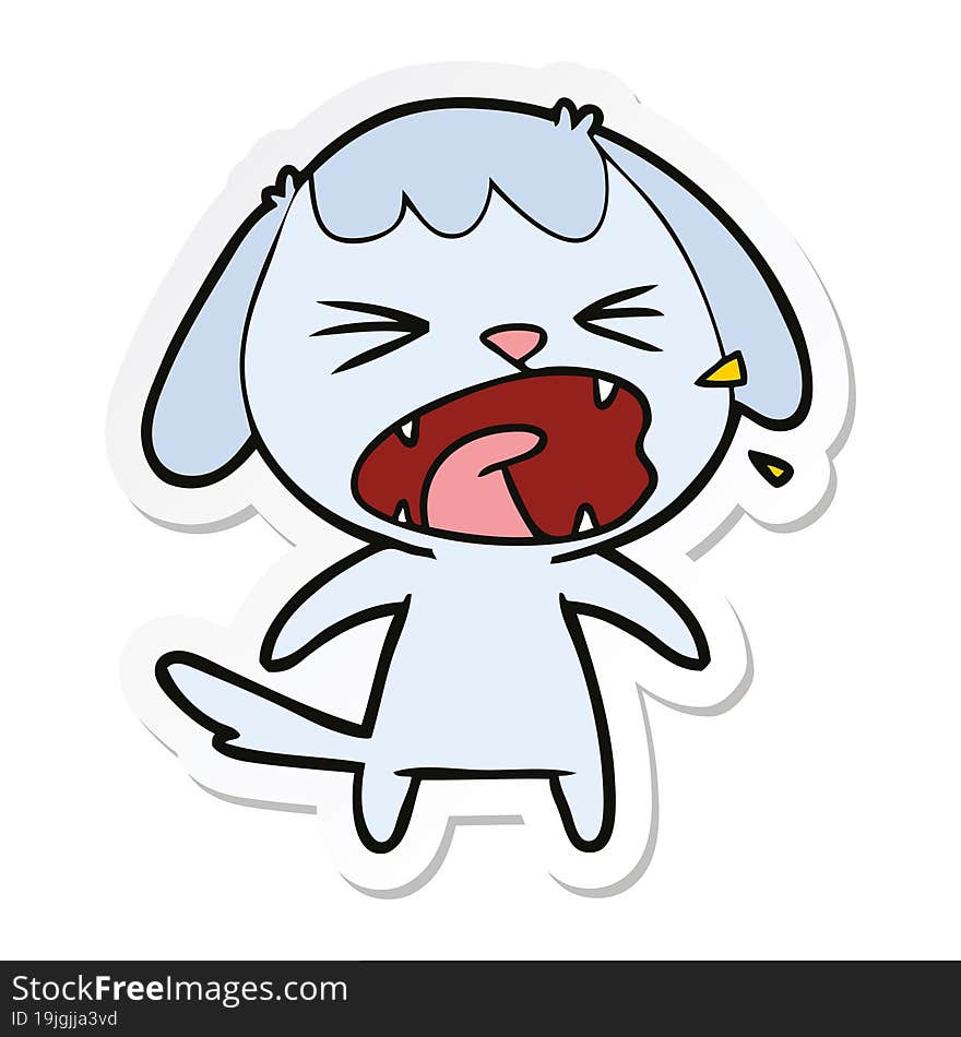 Sticker Of A Cute Cartoon Dog Barking