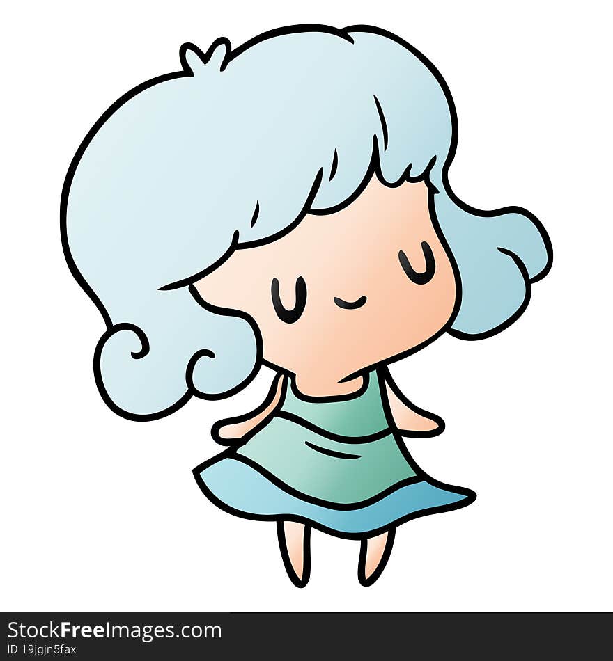 gradient cartoon illustration kawaii of cute girl. gradient cartoon illustration kawaii of cute girl