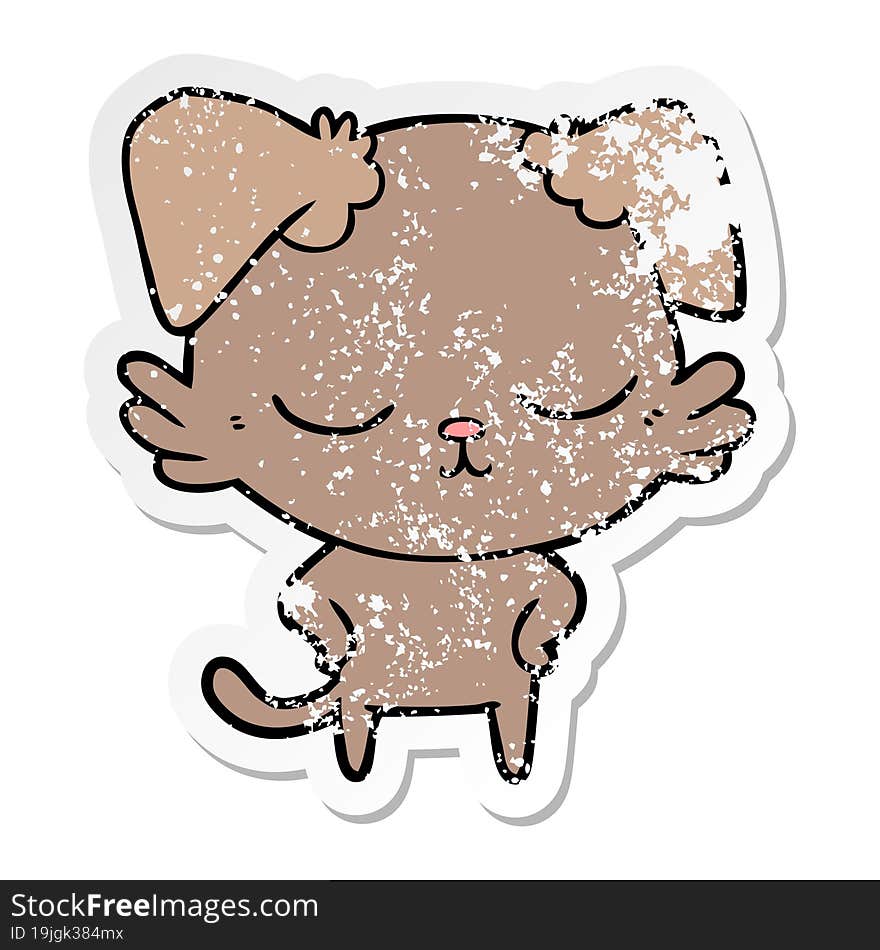 distressed sticker of a cute cartoon dog