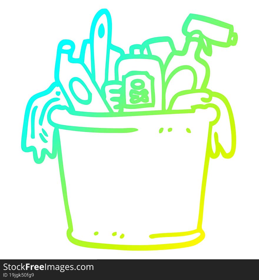 cold gradient line drawing cartoon house cleaning products