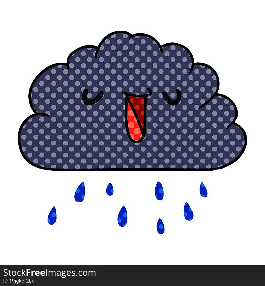 cartoon illustration kawaii weather rain cloud. cartoon illustration kawaii weather rain cloud