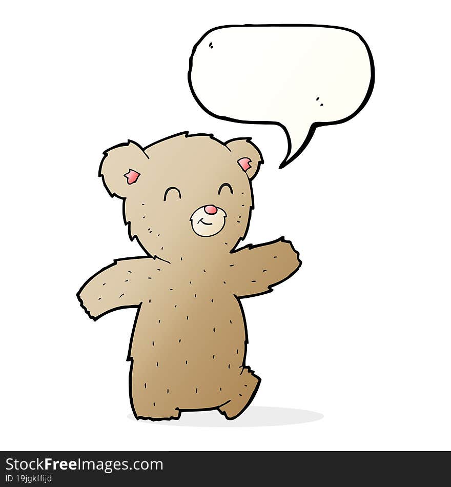 cartoon teddy bear with speech bubble