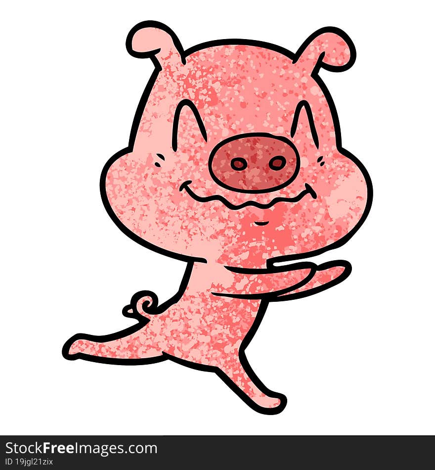 nervous cartoon pig running. nervous cartoon pig running