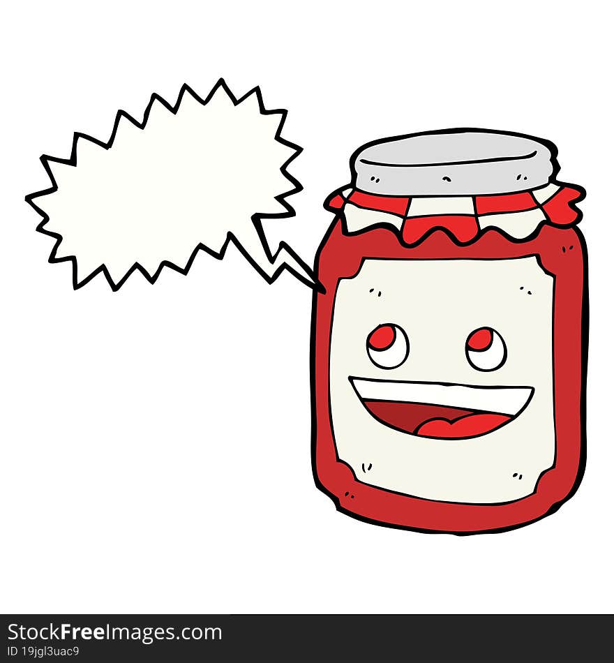 cartoon jar of preserve with speech bubble