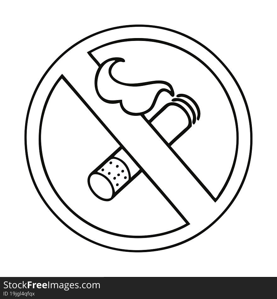 line drawing cartoon no smoking allowed sign