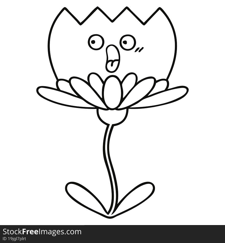 Line Drawing Cartoon Flower