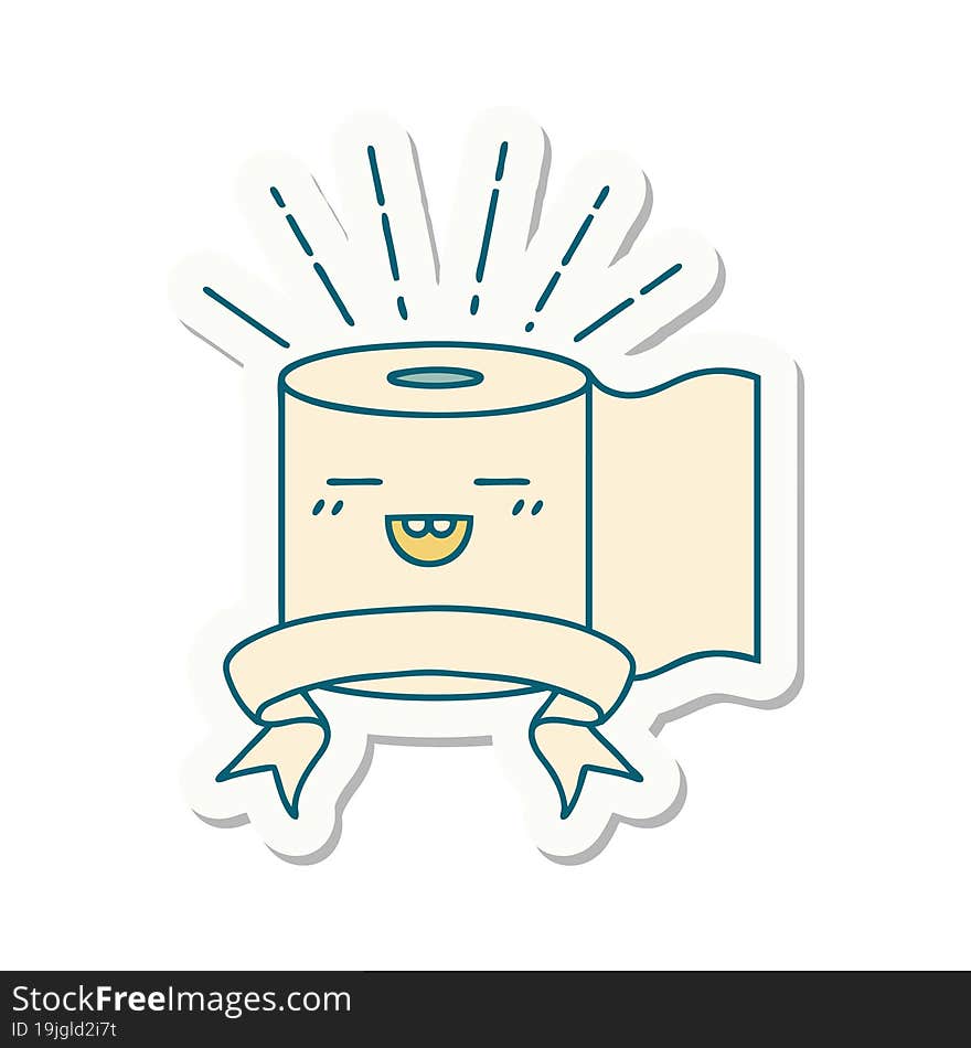 sticker of tattoo style toilet paper character