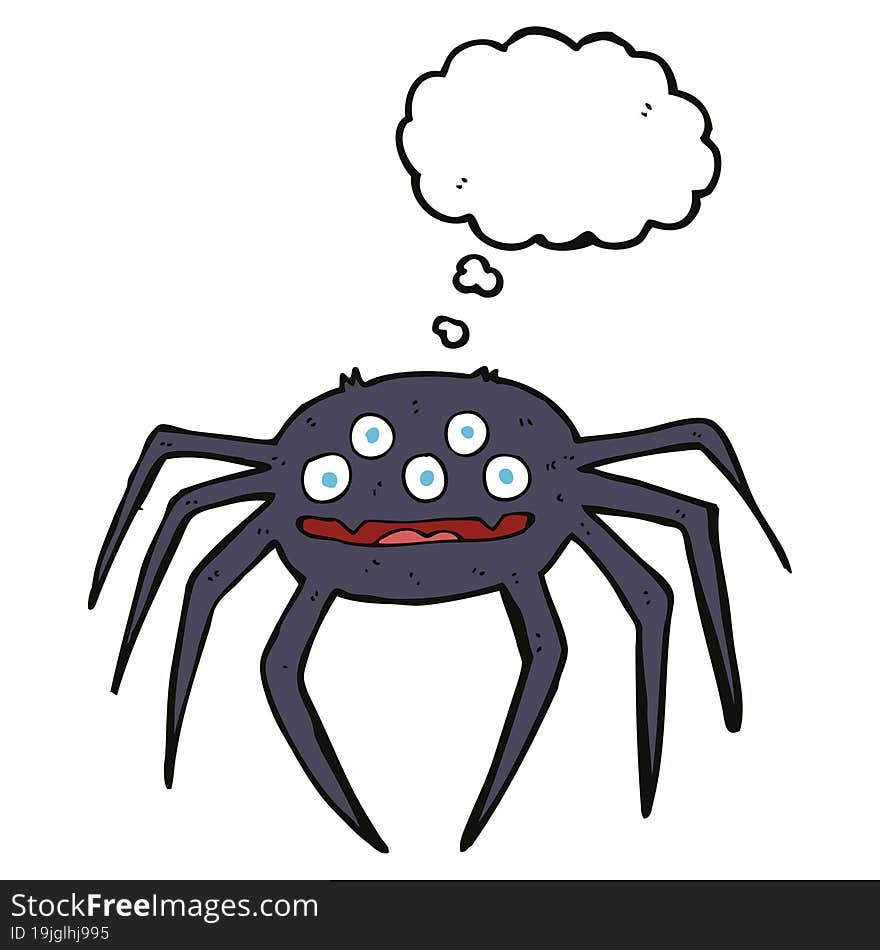 cartoon halloween spider with thought bubble