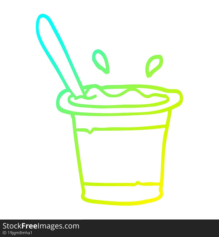 cold gradient line drawing cartoon yogurt