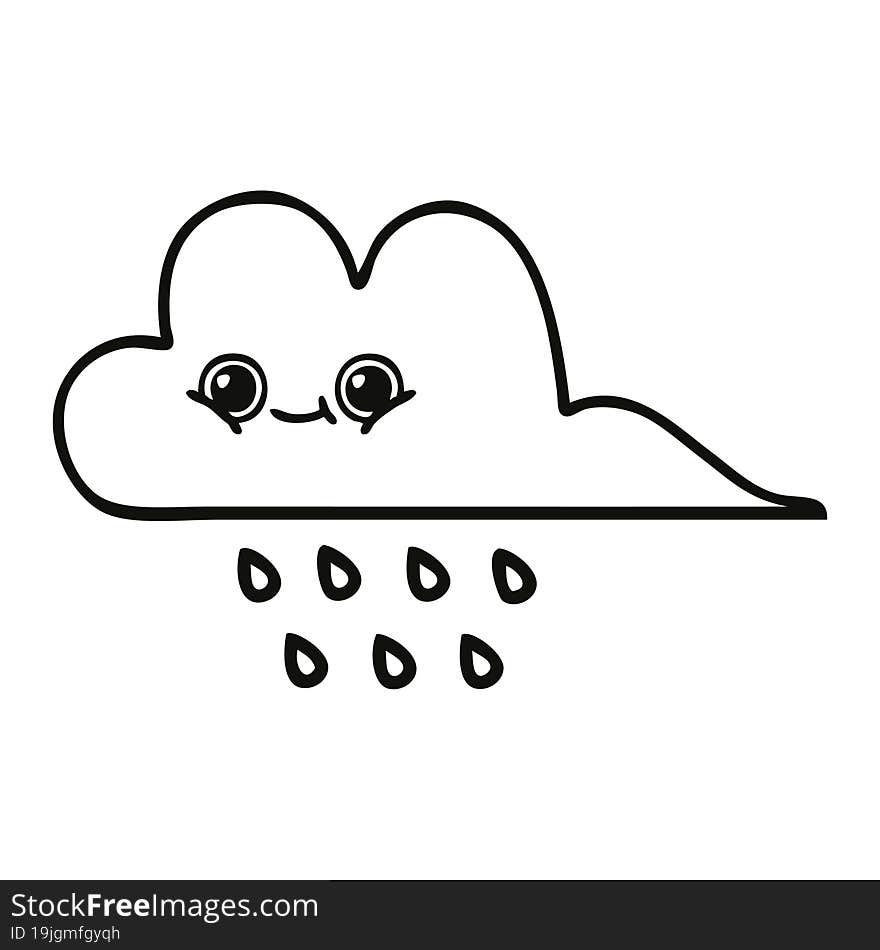 line drawing cartoon rain cloud