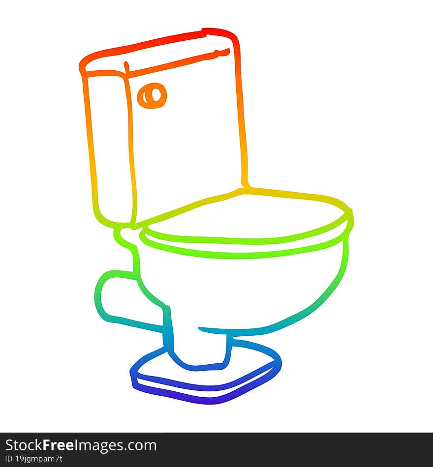 rainbow gradient line drawing cartoon closed toilet