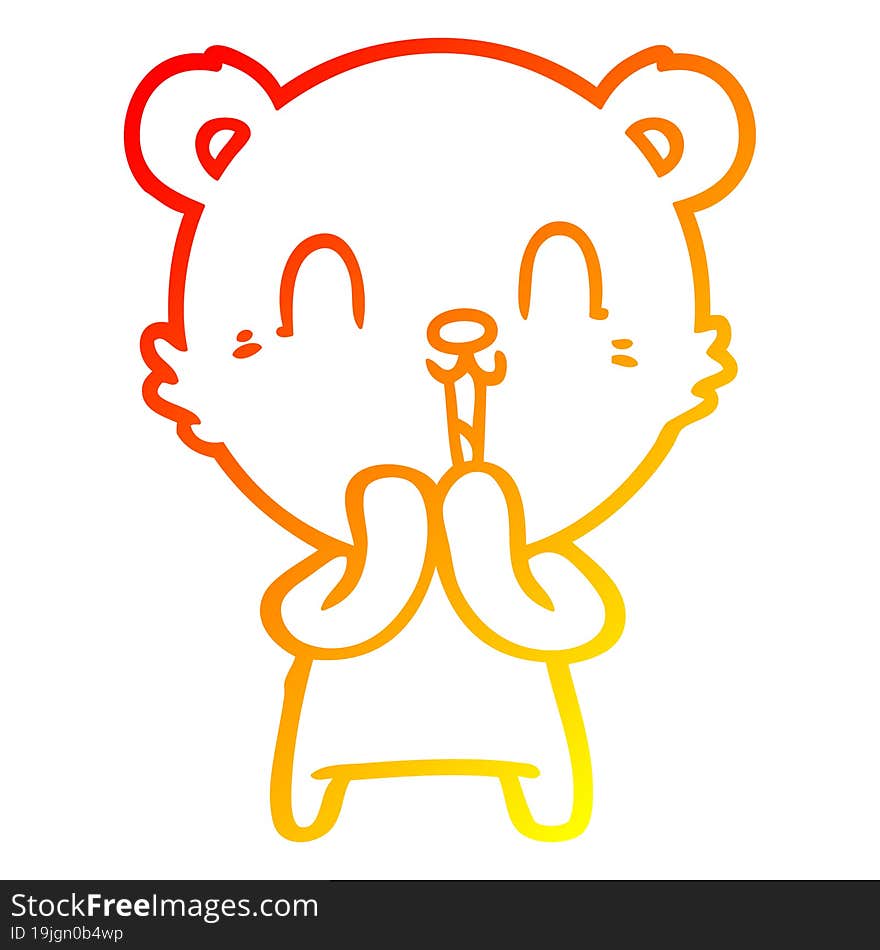 warm gradient line drawing happy cartoon polar bear