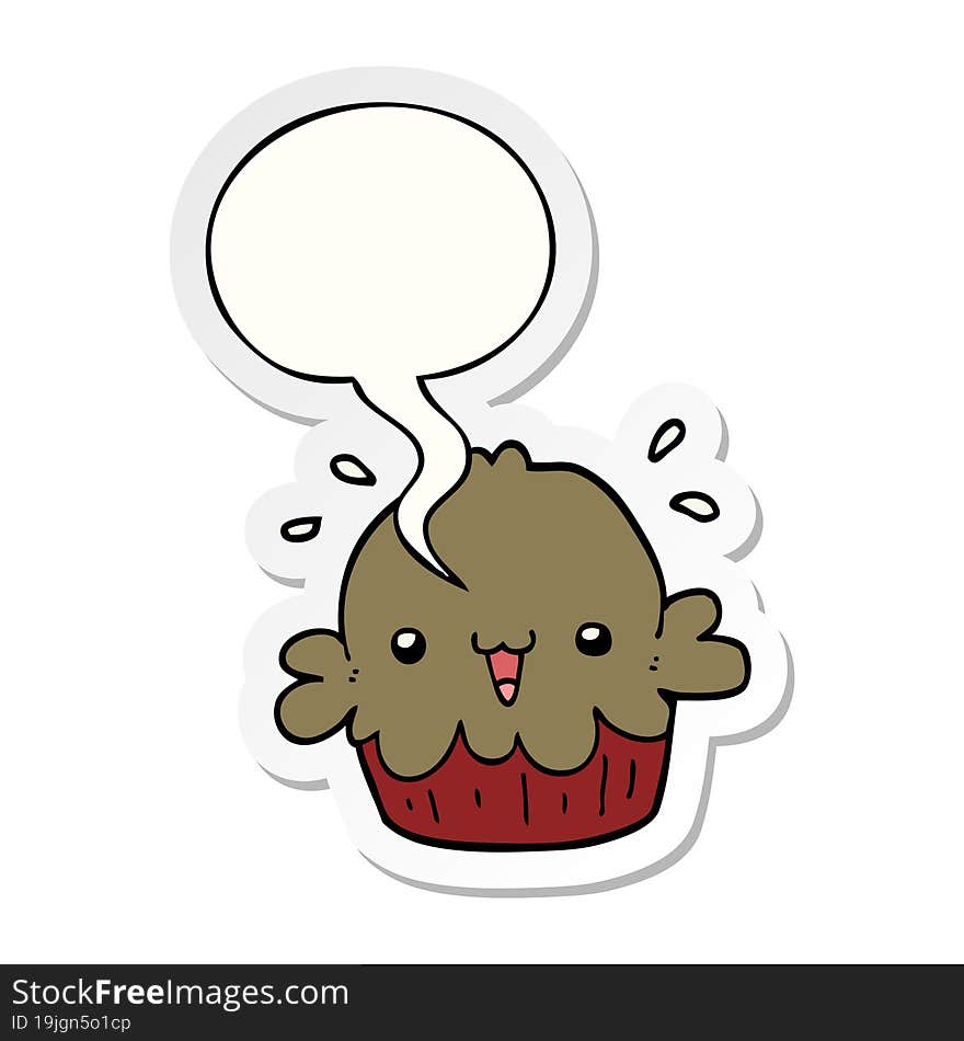 cute cartoon pie and speech bubble sticker