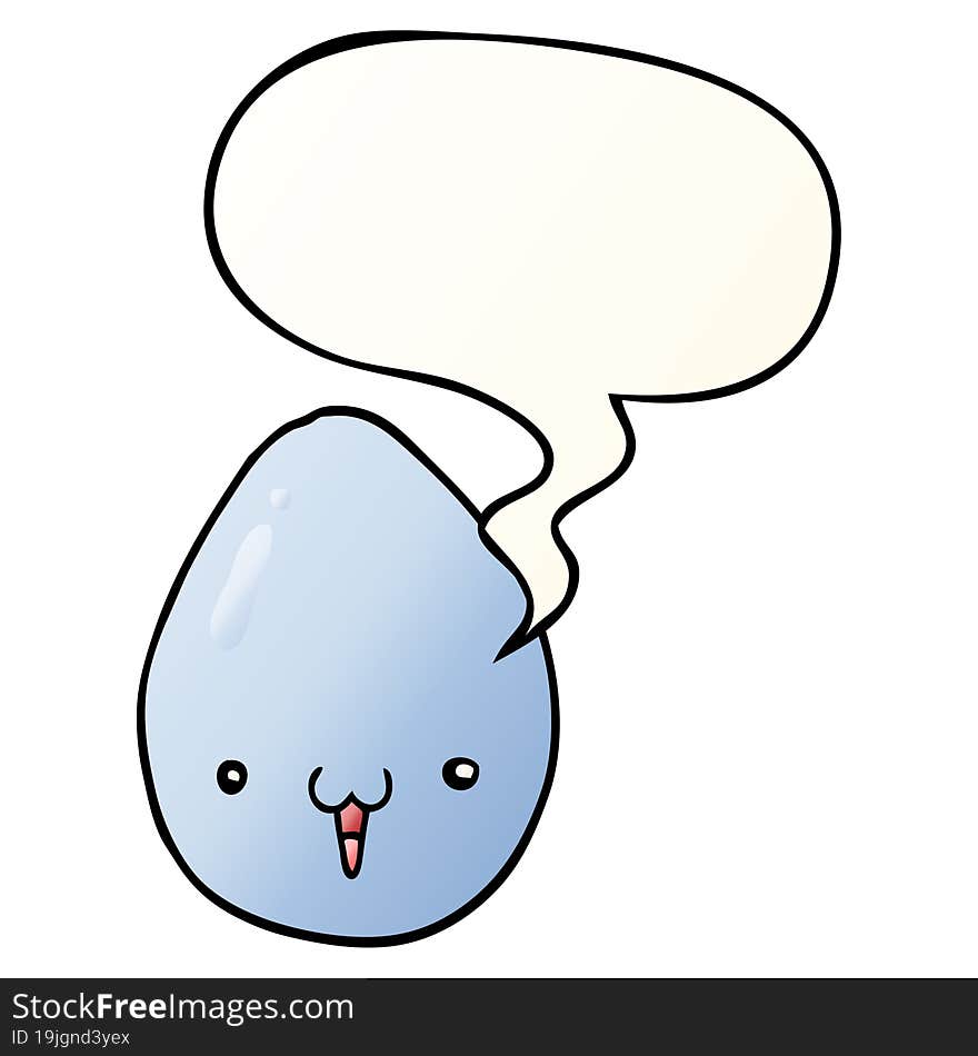 cartoon egg with speech bubble in smooth gradient style