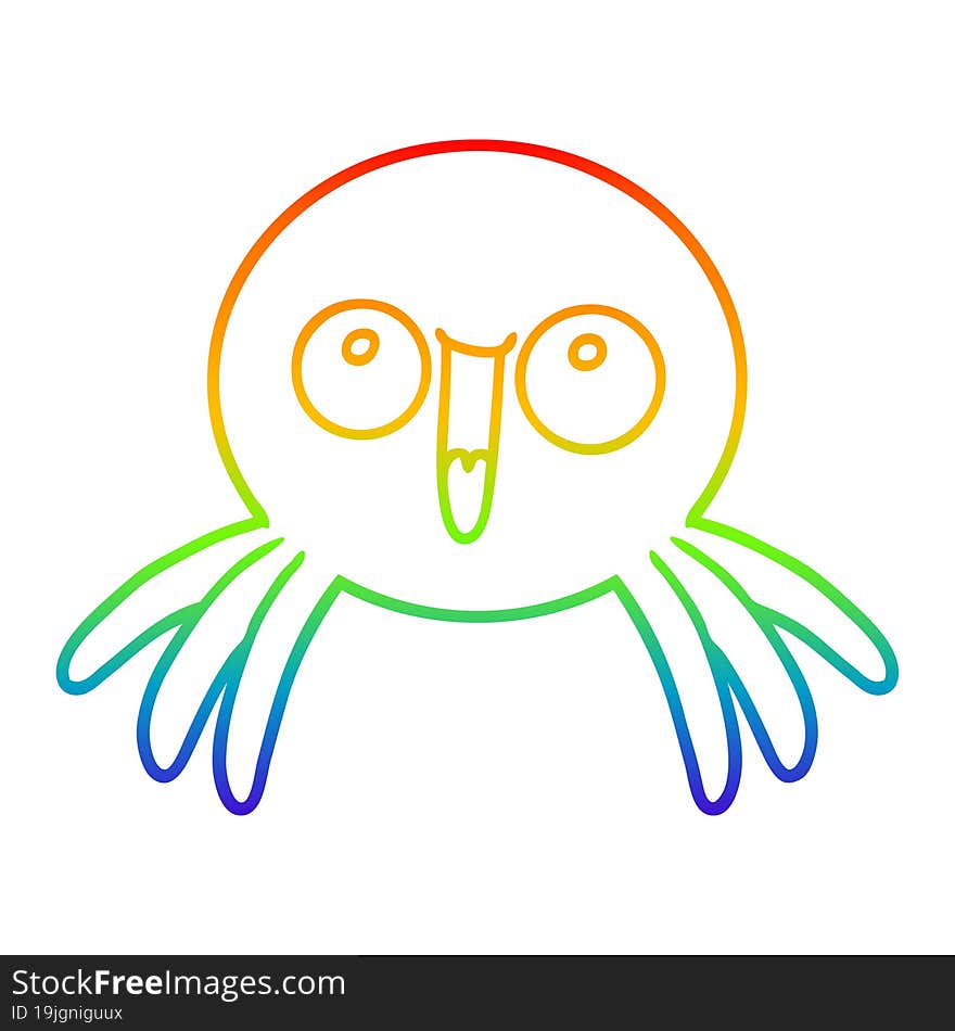 rainbow gradient line drawing happy cartoon spider