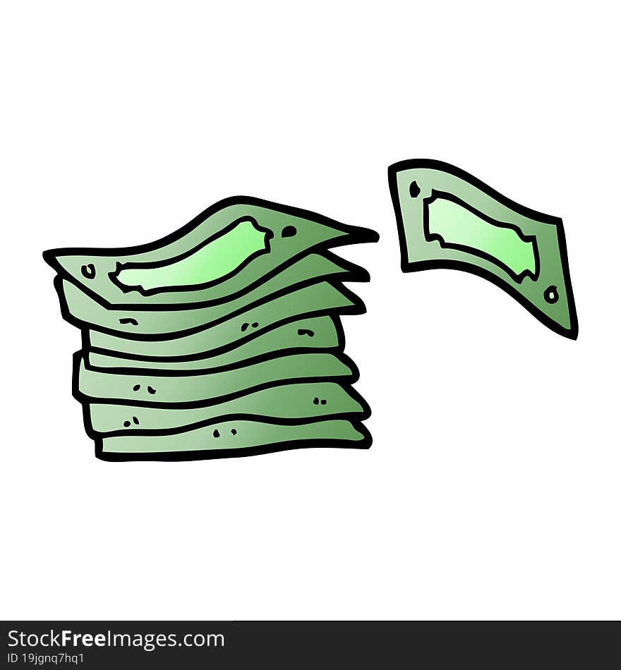 cartoon doodle stack of money