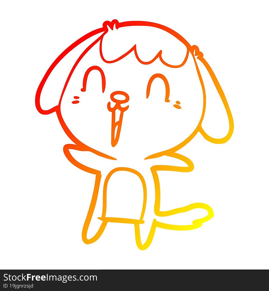 warm gradient line drawing of a cute cartoon dog