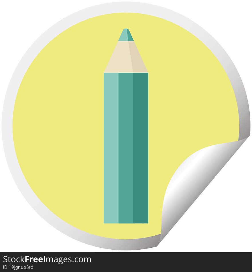 green coloring pencil graphic circular sticker