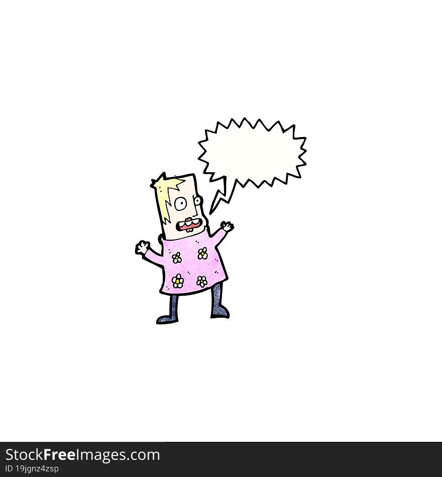 Cartoon Stressed Woman Shouting