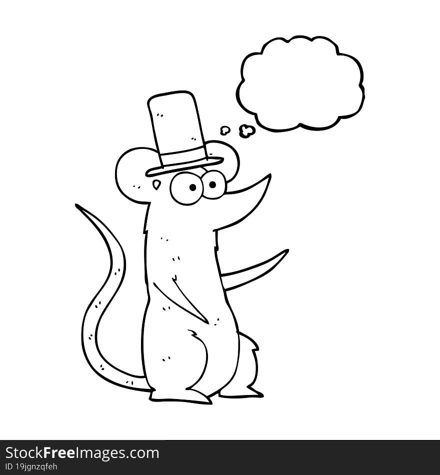 thought bubble cartoon mouse wearing top hat