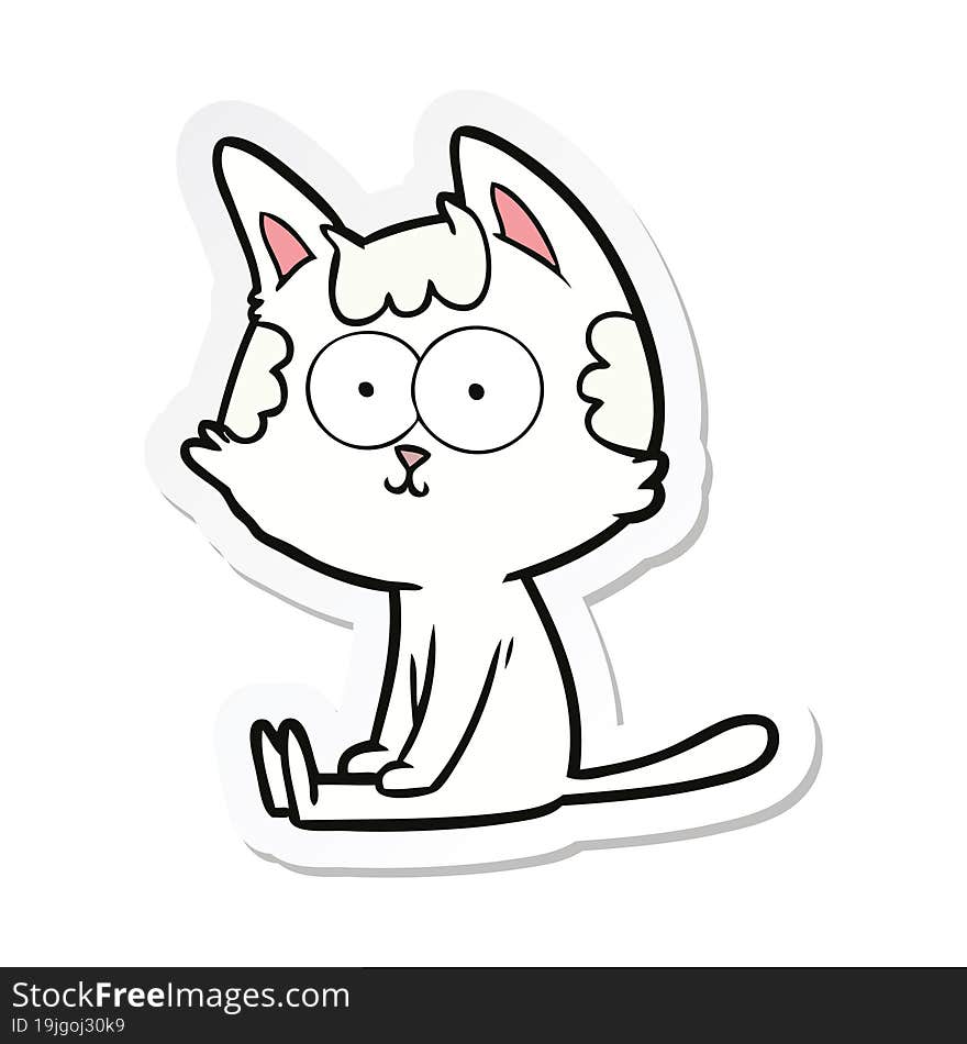 sticker of a happy cartoon cat