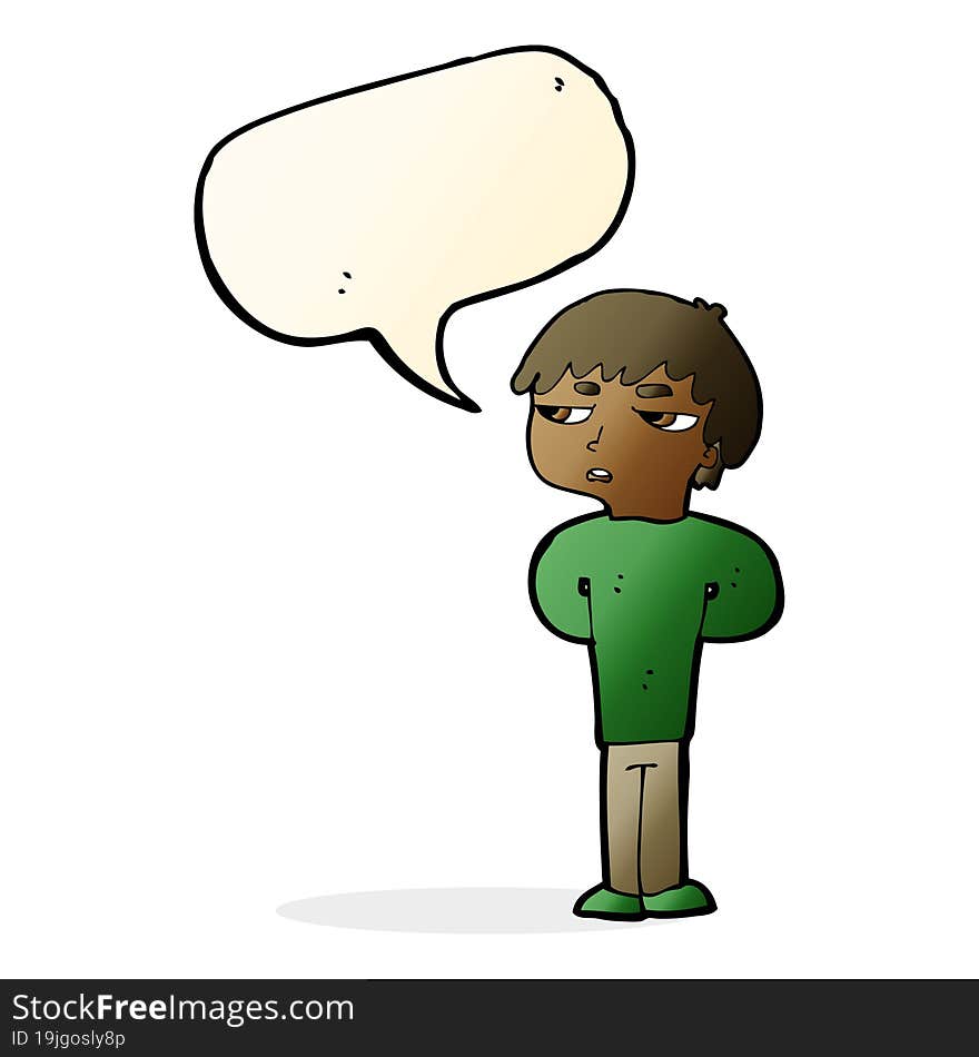 cartoon antisocial boy with speech bubble