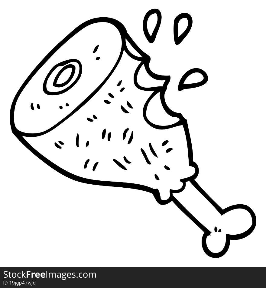 Line Drawing Cartoon Cooked Meat