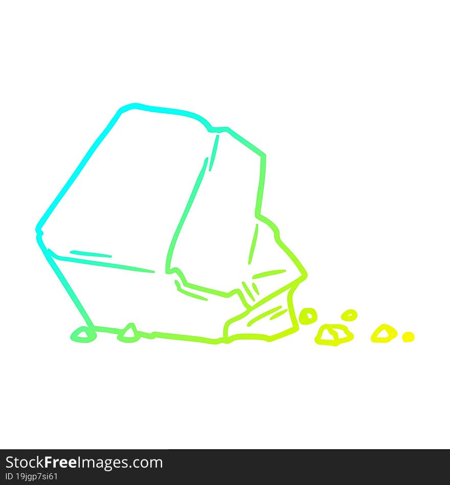 cold gradient line drawing cartoon large rock