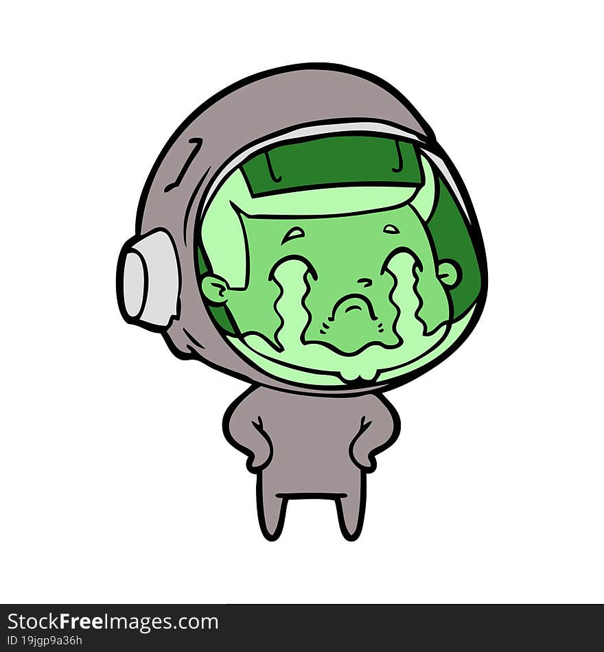 cartoon crying astronaut. cartoon crying astronaut