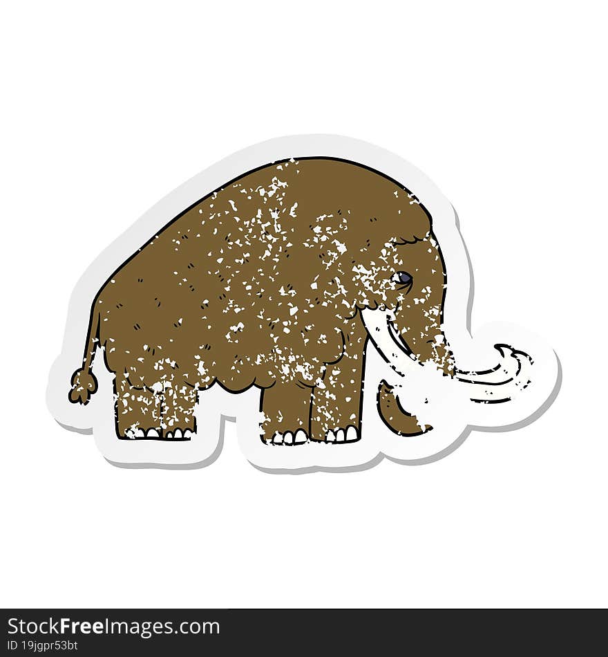 distressed sticker of a cartoon mammoth