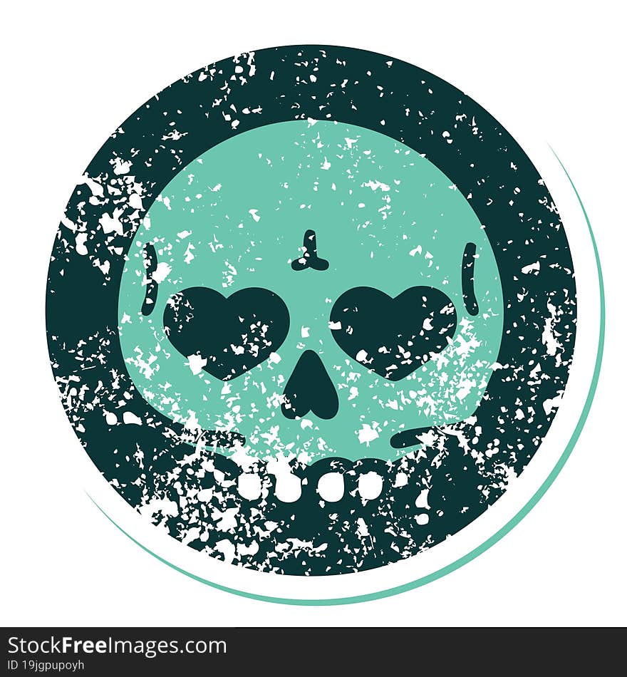 distressed sticker tattoo style icon of a skull