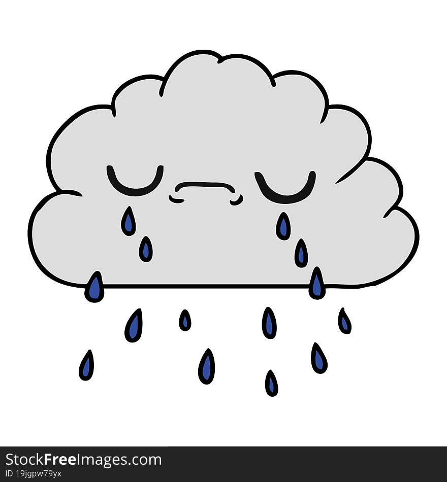 cartoon of cute crying cloud