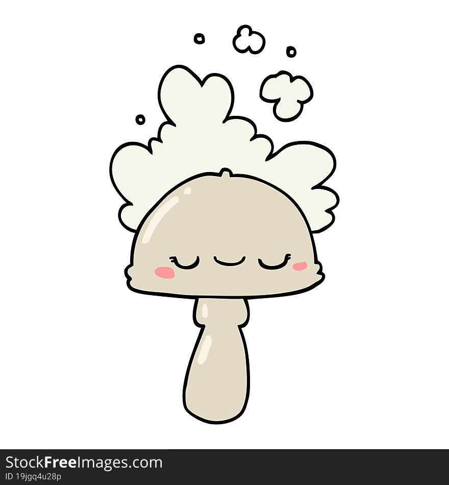 cartoon mushroom with spoor cloud